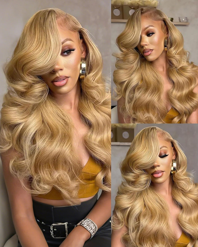 13x4 Lace #27 Light Brown Colored Wig Body Wave Human Hair Wigs Free Part