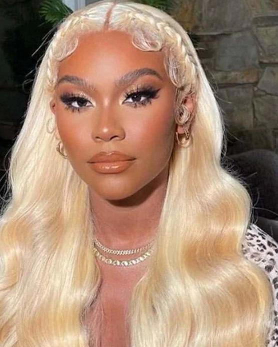 Halo Braided #613 Blonde Color 13x4 Lace Body Wave Pre-Braid Glueless Human Hair Wigs