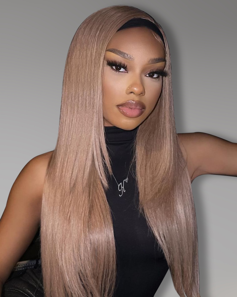【Super Sale】Ash Honey Blonde 13x4 Pre-Cut Lace in Brown Color Blowout In Wavy with C-Part Design Human Hair - Customized Elegance