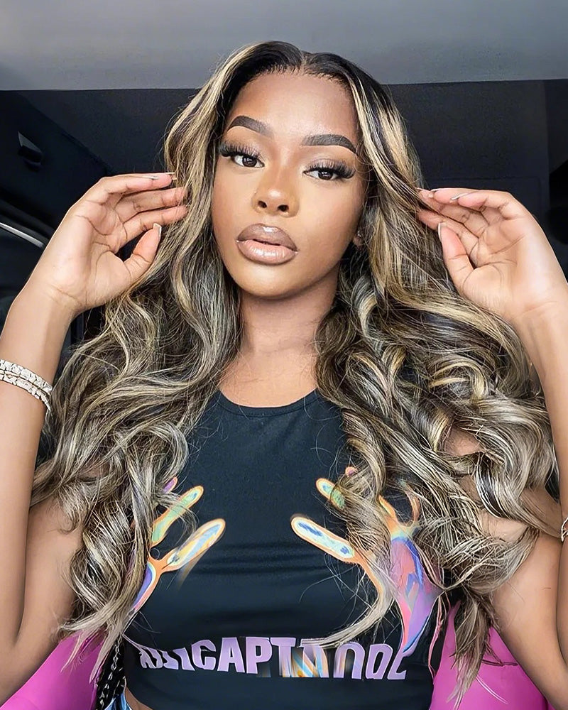 5x5 Lace Body Wave Glueless Highlights Colored Human Hair Wigs