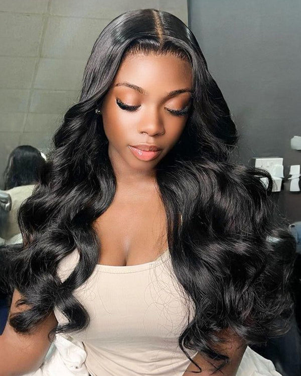  Part 2.0 Body Wave No Glule Needed Natural Black Upgraded V Part Cap Human Hair Wigs