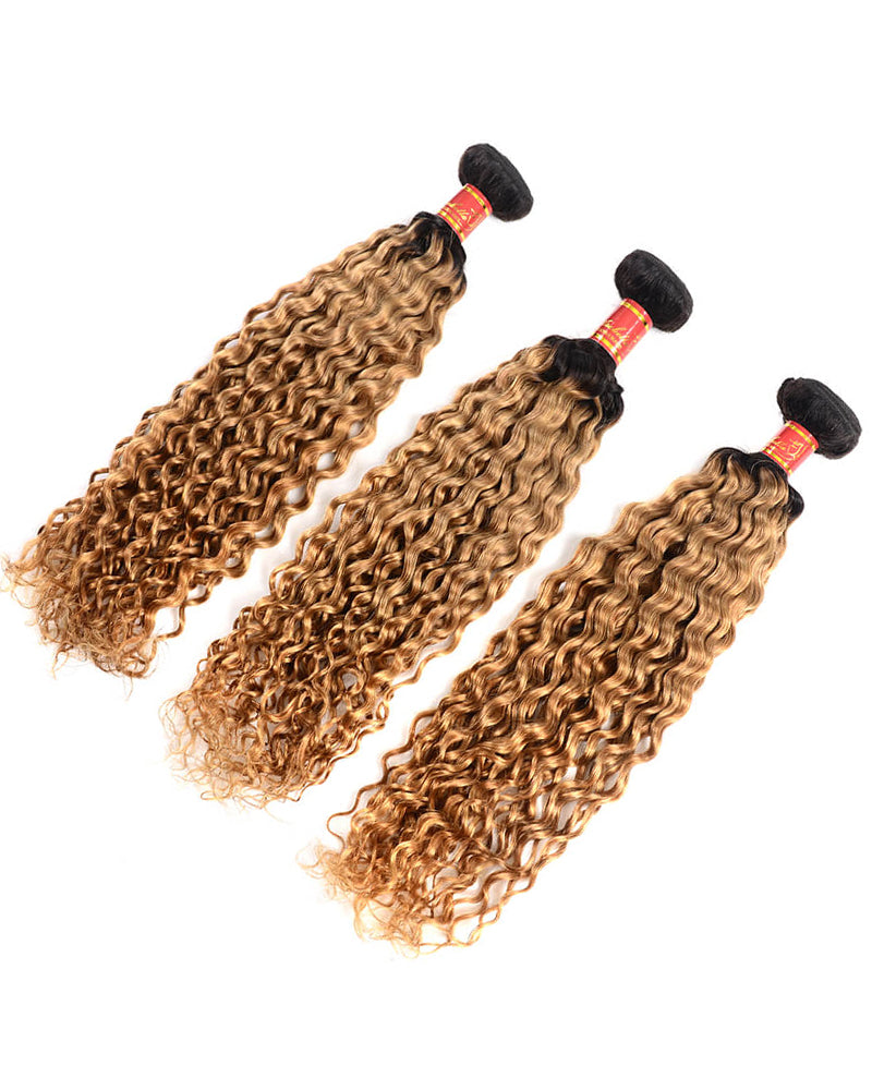 {12A 3Pcs} Ombre T1b/27 Water Wave 3 Bundles/Pack Extensions