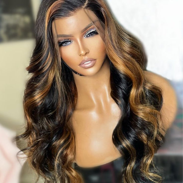 360 Full Lace Frontal Body Wave Highlight #30 Colored Human Hair Wig